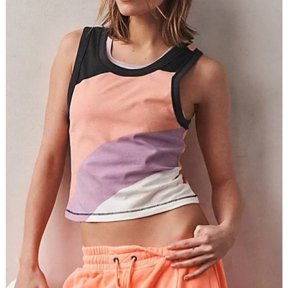 NEW FREE PEOPLE FP MOVEMENT BACK TO BASICS COLORBLOCK TANK TOP OB1634598 SZ XS